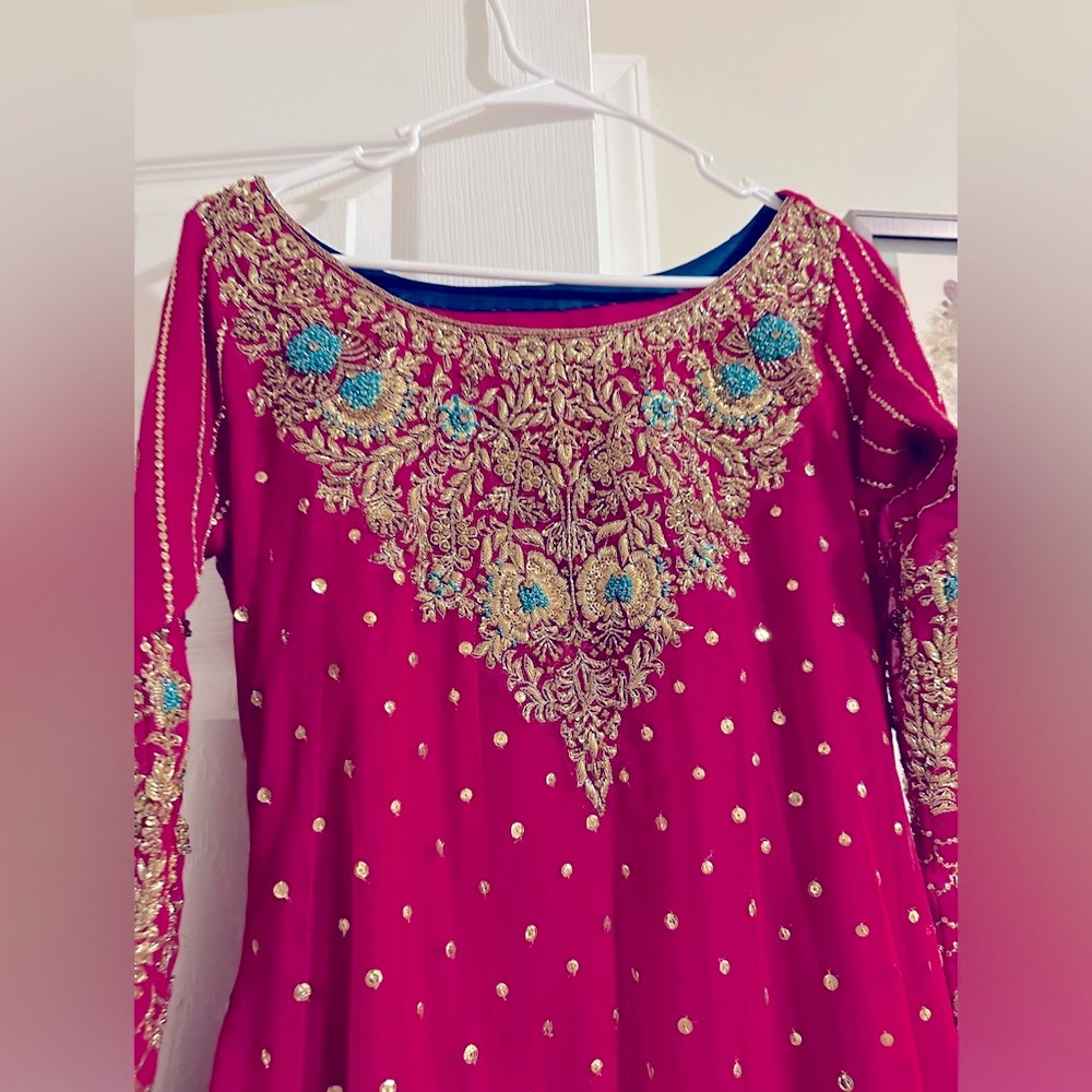 Pakistani Designer Long Dress 3 piece